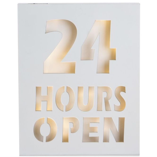 Hovedbilde Bilde Med Led-Lys - 24 Hours Open -  Flott pynt
