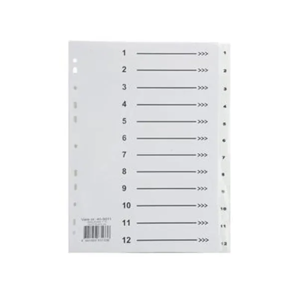 Hovedbilde Skilleark A4 - 12 Delt - 1 - 12 - For ringperm.