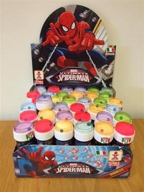 Hovedbilde Såpebobler Spiderman 60ML i boks med kulespill.