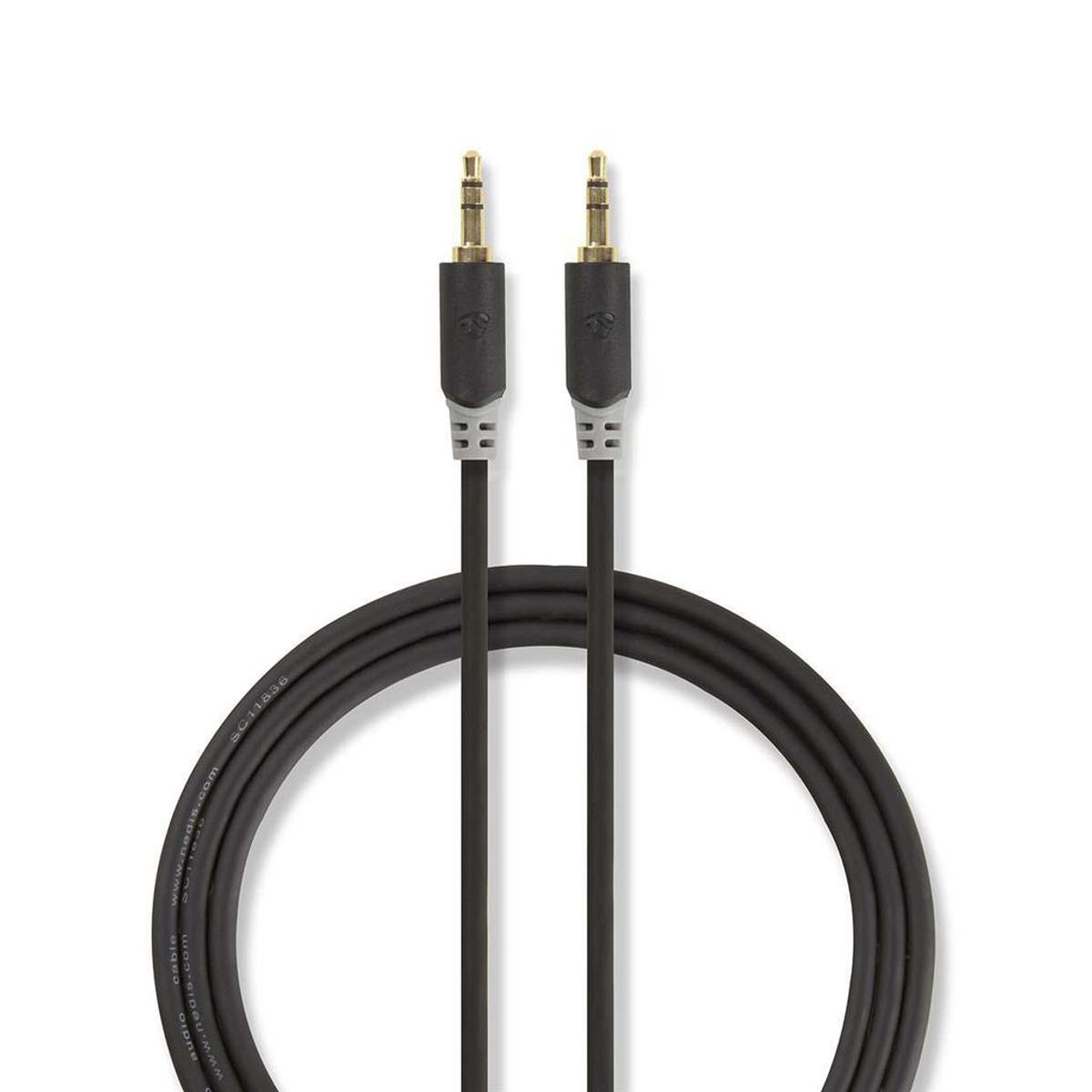 Mini-Jack3,5mm til 3,5mm mini-jack 1 meter stereokabel (Aux-kabel)  - Grå - Nedis