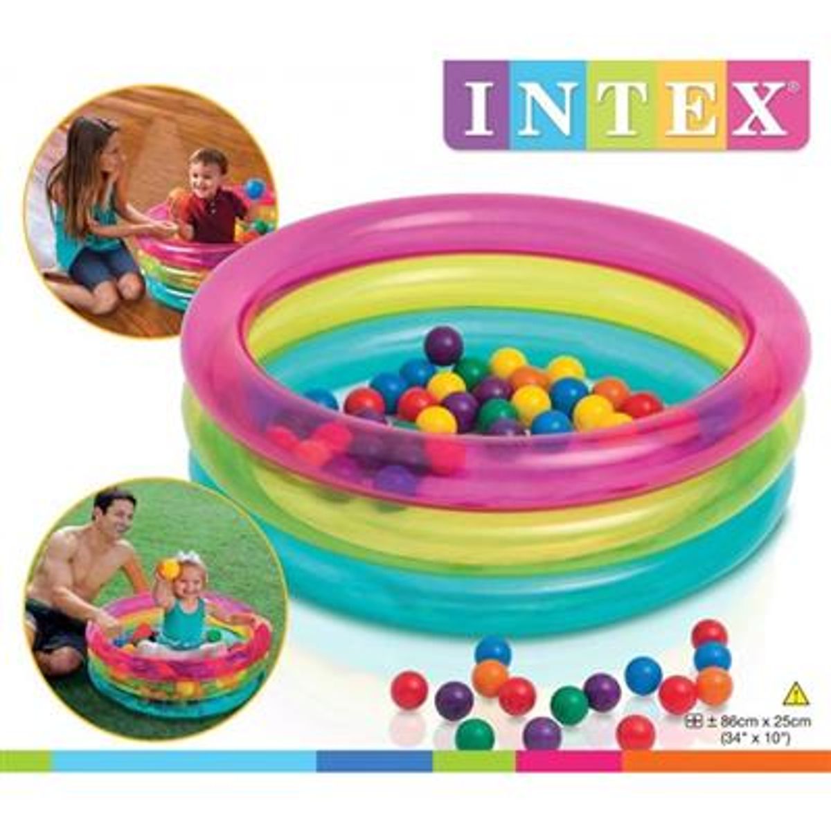 Basseng med Baller - Baby Ball Pool inkludert 50 Stk Baller - Intex