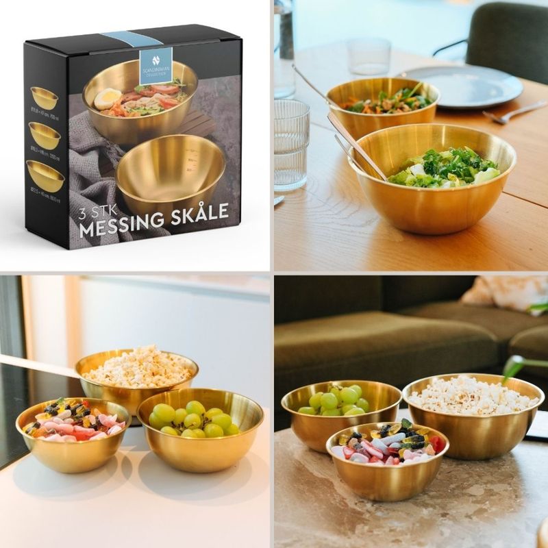 Skåler i Messing Sett med 3 stk