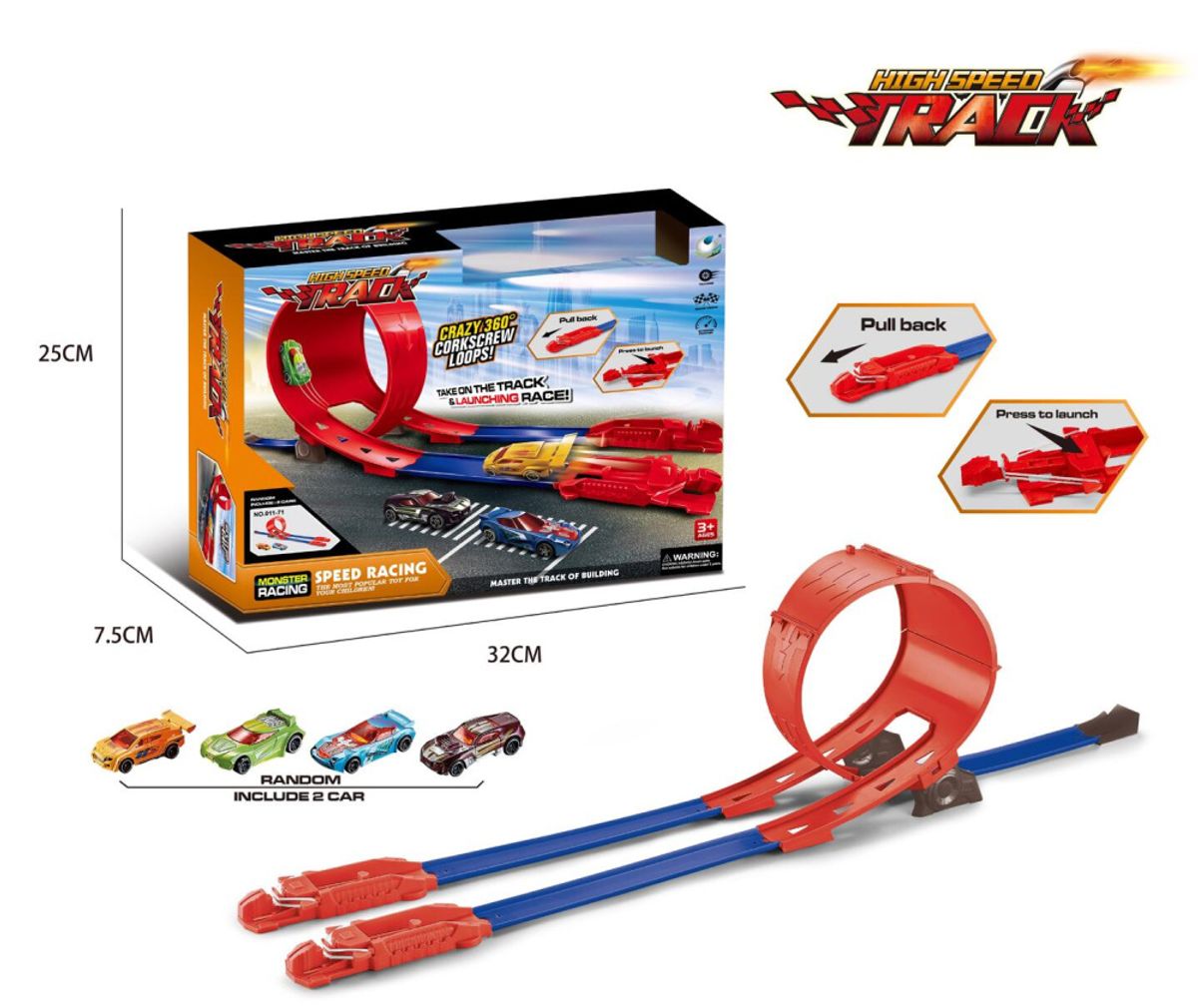 Bilbane Dobbel med Spiral Loop Inkludert 2 Biler
