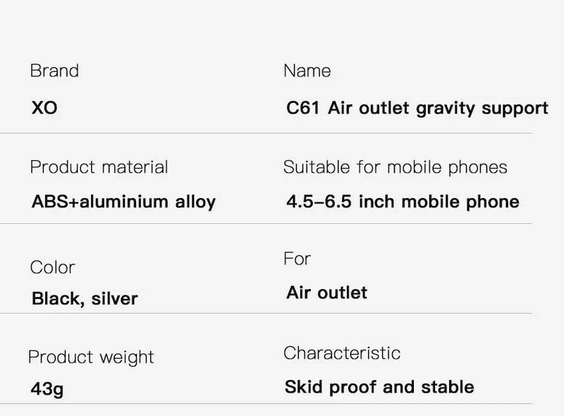 Universal Mobilholder, svart - XO-C61 Gravity 