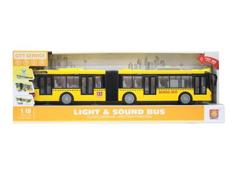 Lekebuss - Leddbus 44 cm - Realistisk Lyd & Lys - Pullback funksjon