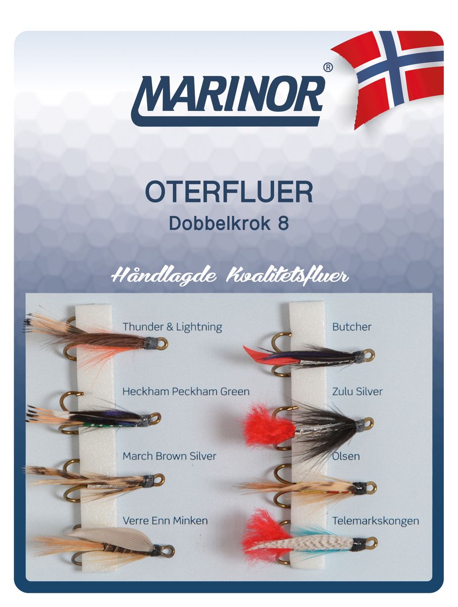 Fluesett - Oterfluer - Dobbelkrok 8 - 8-pk