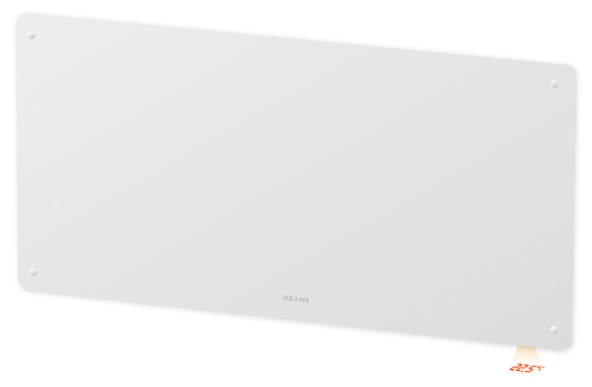 Beha Panelovn smartovn med glassfront og Wifi - 1000W - Hvit PGV 10 - Norskprodusert varmeovn