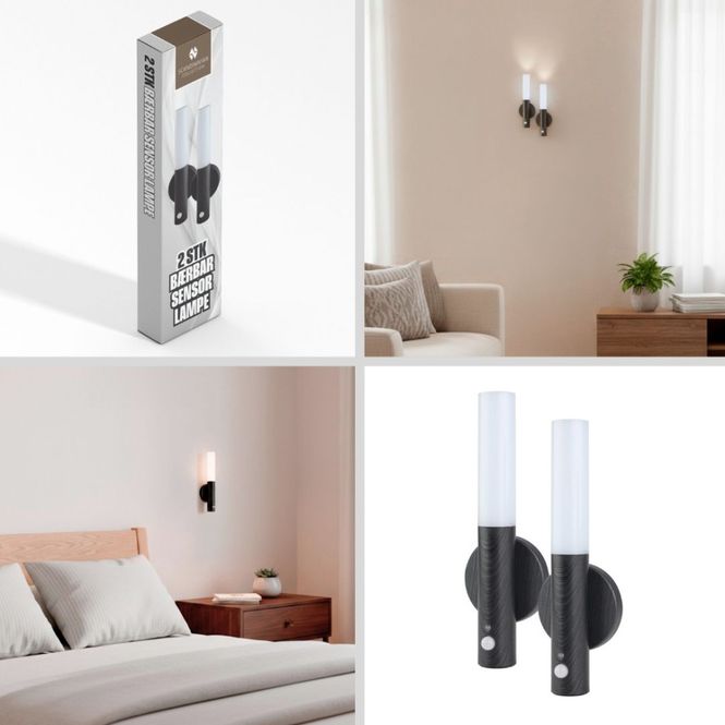 Hovedbilde Oppladbar Sensorlampe Med Magnetfeste 2 stk i pk