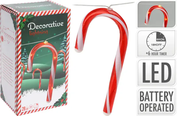 Hovedbilde LED Candy Cane Lyskjede 330 cm med 28 varmhvite ...