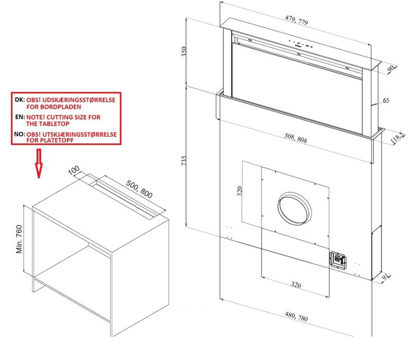 Silverline benkeventilator uten motor Apollo SM 3410-90 EXT - 80,8 cm bred, stål og svart 