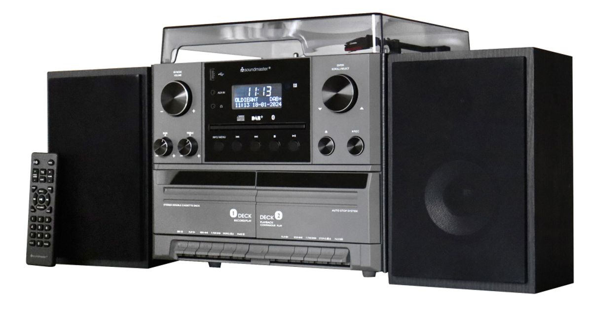 Soundmaster HiFi Stereoanlegg 7-i-1 Retro Stereo med alt man trenger - Platespiller, DAB+, CD og Kassett - MCD5600SW