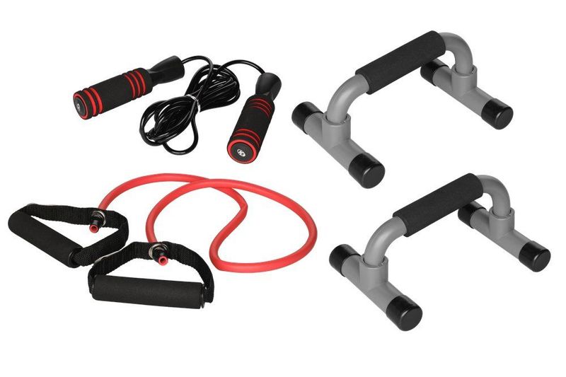 Treningsett, Hoppetau, Pushup Barer og Styrkestrikk - ATOM