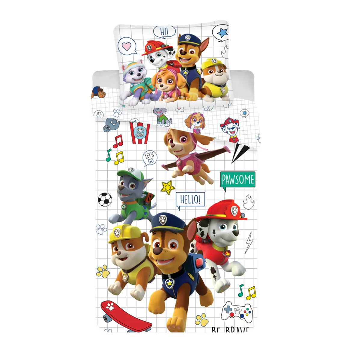 Paw Patrol Sengetøy 140x100cm - Hvit