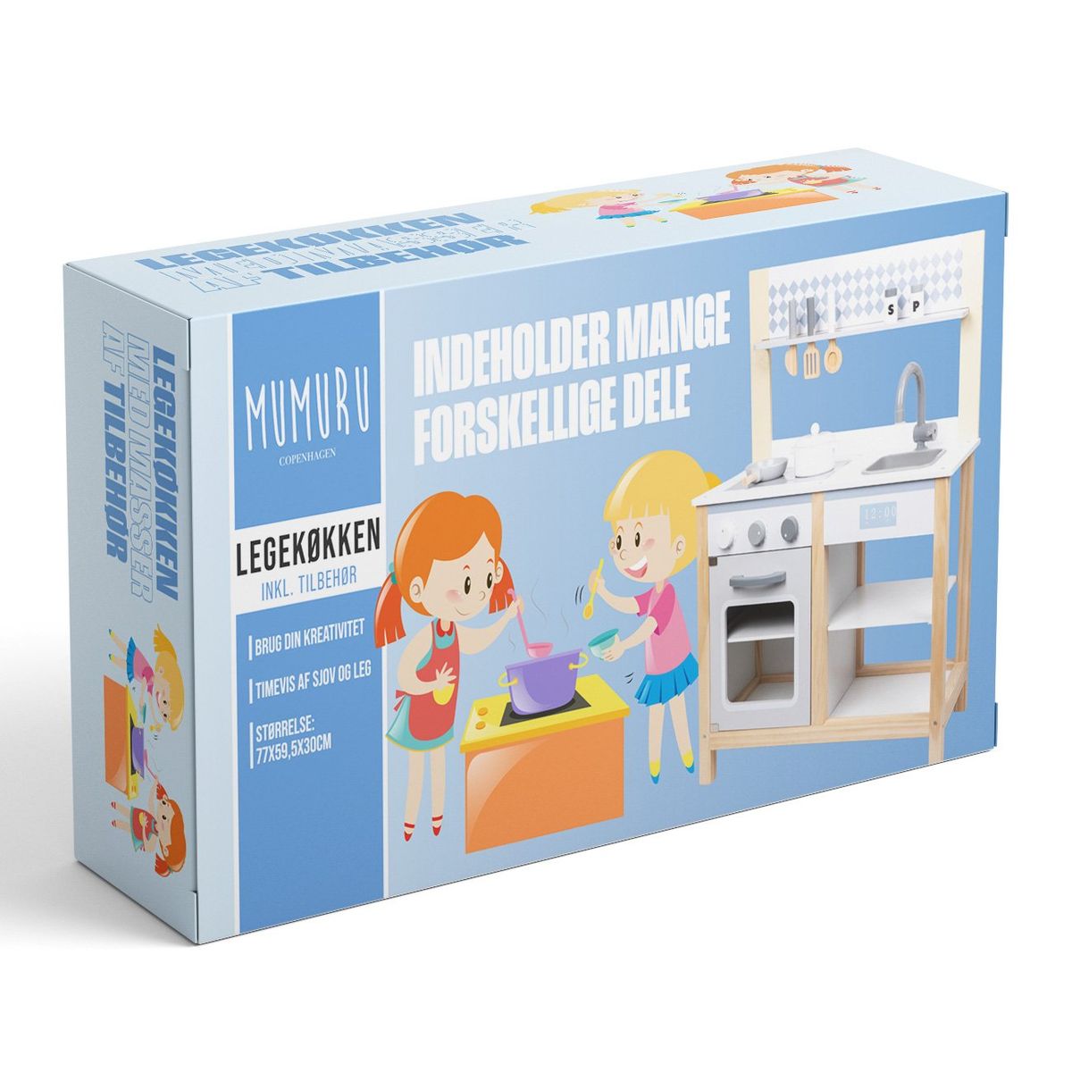 Lekekjøkken For Barn - Stort Lekekjøkken i Tre med masse tilbehør