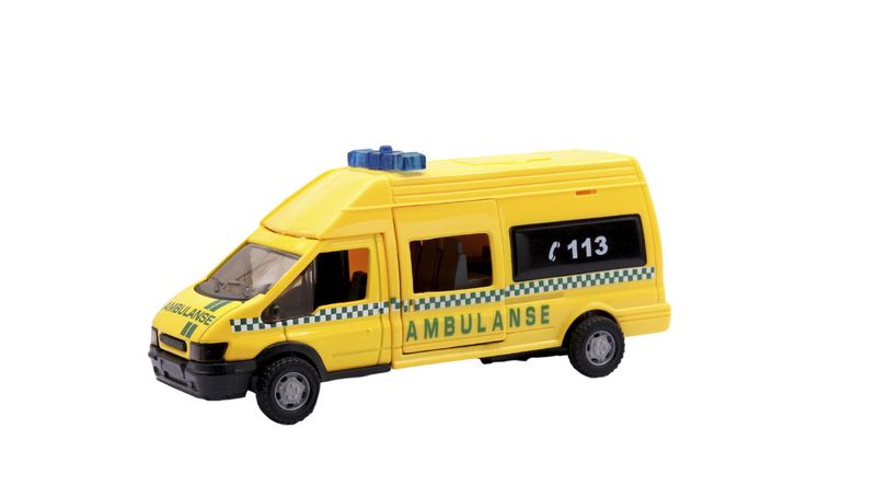 Ambulanse Lekebi l- Norsk Sykebil med Lyd og Lys 20 cm lekebil fra Teama
