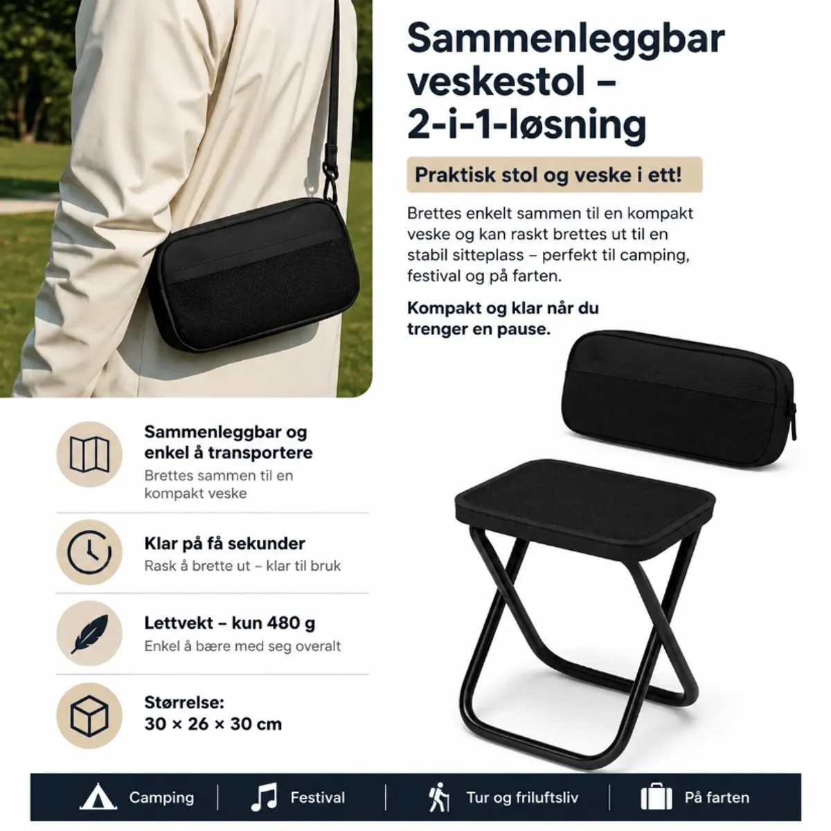 Sammenleggbar Stol - Veskestol