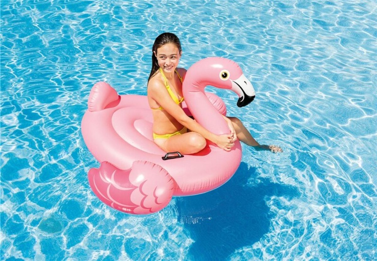 Flamingo Oppblåsbar - Ride On - 142x137cm - Intex