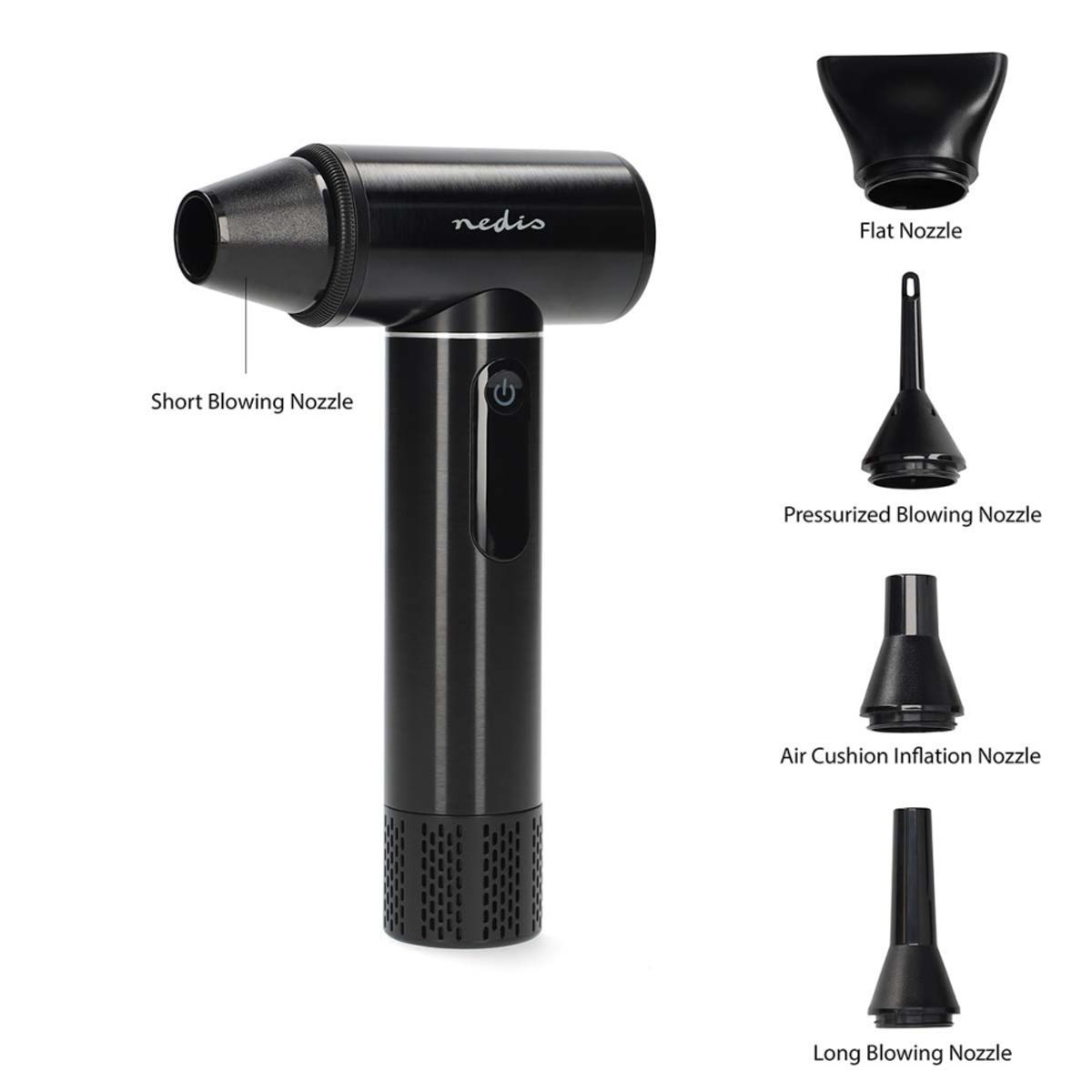 Trådløs turboluftblåser - Luftpistol med 5 dyser