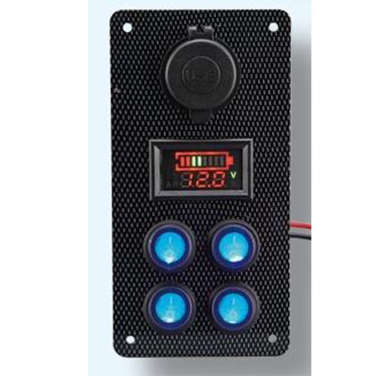 Bryterpanel Med Voltmeter og USB - 4-veis