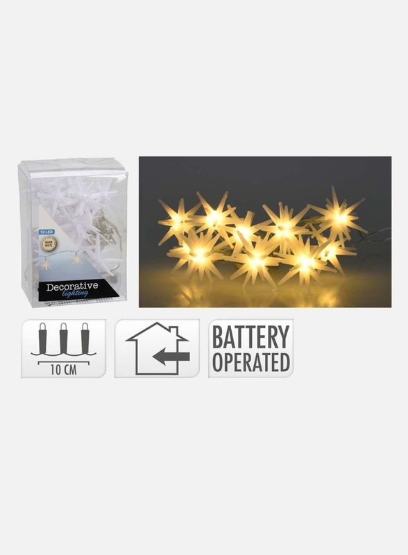 Lyslenke 10 stk Stjerner med Batteridrevne Led-Lys - 120cm Girlander