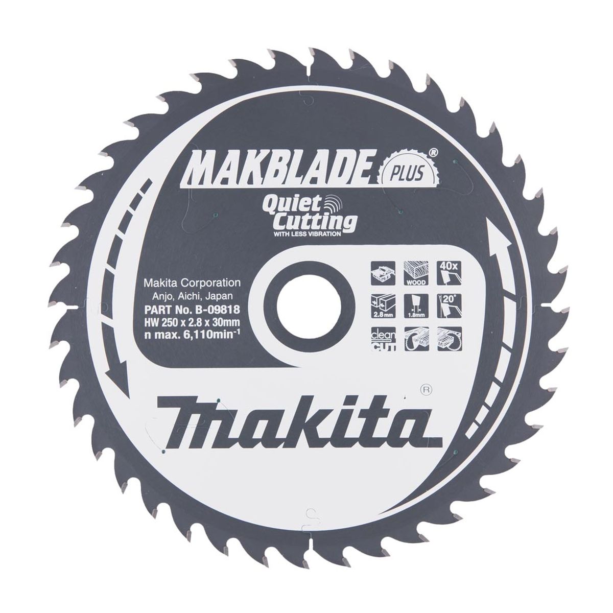 Makita Sirkelsagblad Makblade Plus 250 mm Tre B-09818