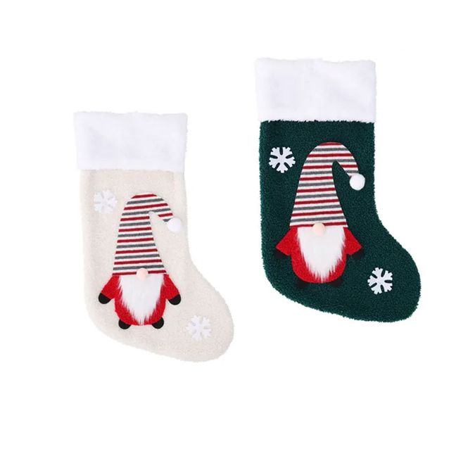 Hovedbilde Julesokk med motiv av nisse og snøkrystaller - ...