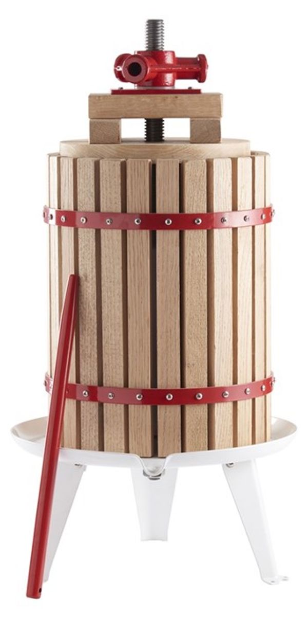 Saftpresse 18 Liter - Fruktpresse i stål og tre til fremstilling av juice, cider og saft