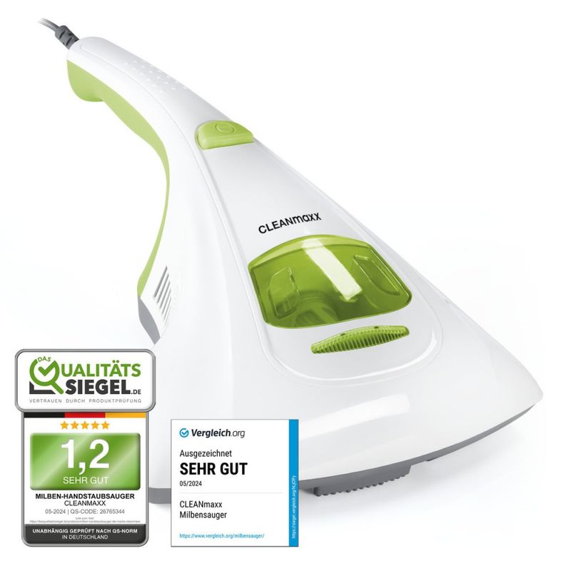 Støvsuger - Håndholdt For Madrass, mot Midd, Bakterier, Sopp - CleanMaxx - 230V - UV-C Lys