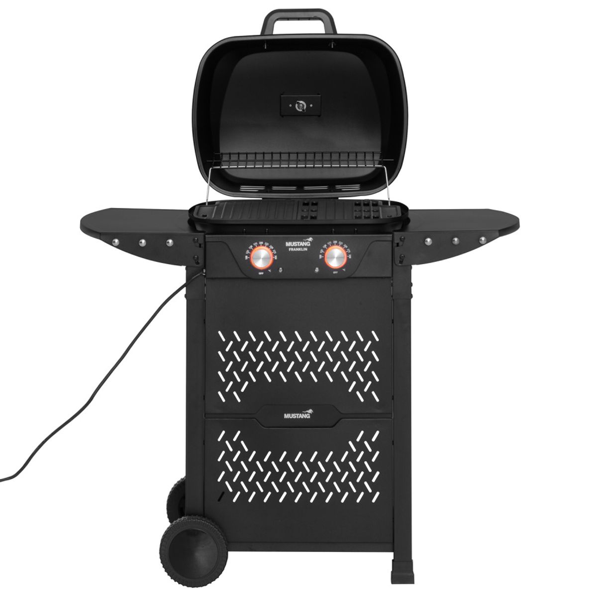 Elektrisk Grill Franklin med Vogn, Grillrist og Stekeplate – 2300W med To Varmesoner - Mustang