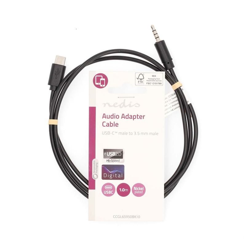 USB-C til 3,5mm Mini-Jack/Aux Kabel 1 meter