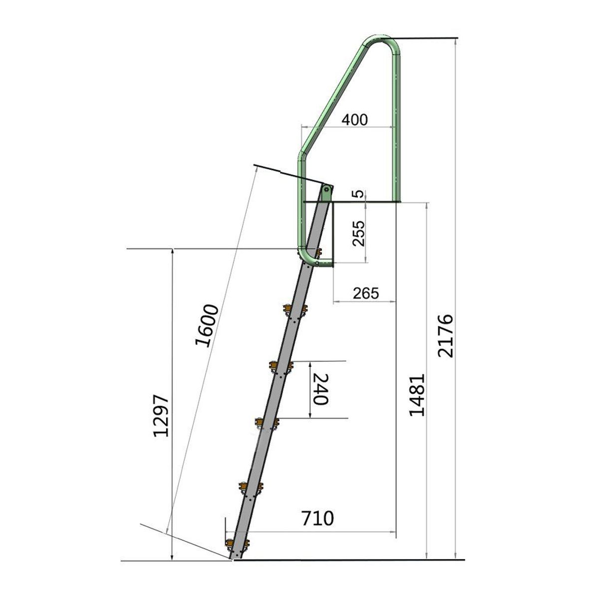 Badetrapp - Bryggestige Foldbar Med 6 Trinn - Aluminium
